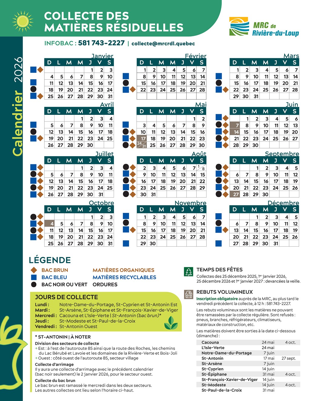 calendrier collectes 2026